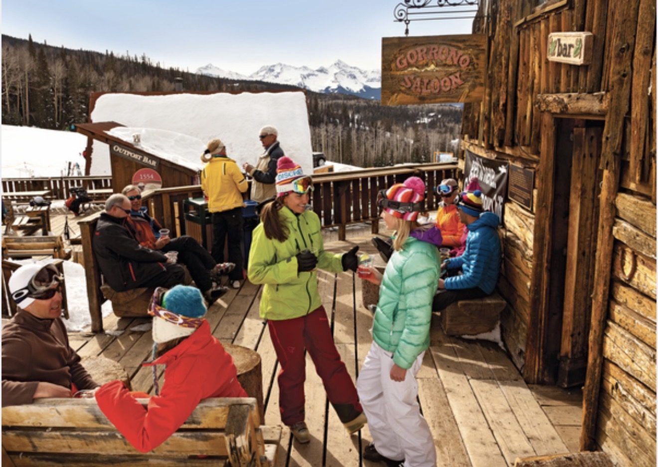 The Gorrono Ranch deck and Outpost Bar at lunchtime